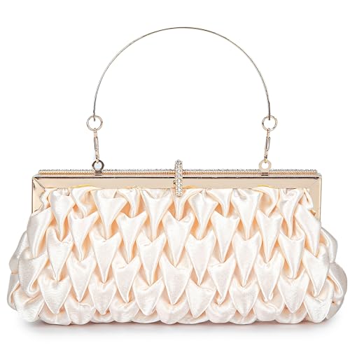 Image of Classic Satin Clutch Bag Diamante Embellished Formal Evening Handbag for Wedding Prom Party Purses
