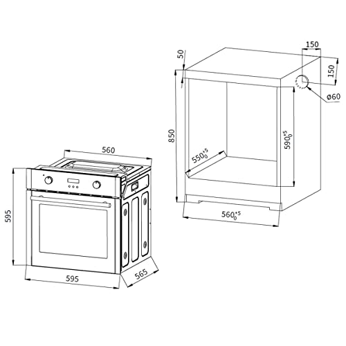 Autarkes Herdset: 60cm Einbaubackofen EB8010ED + 59cm Kochfeld KFS59RL / Grill/Umluft/Heißluft/Teleskopauszüge/Automatik… – Bild 6
