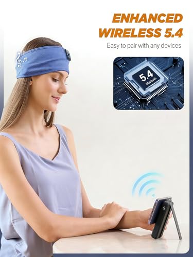 Image of Perytong Sleep Headphones Bluetooth 5.4 Headband, Wireless Sleep Headphones for Side Sleepers - Sleeping Headband with Ultra-Thin Speaker Microphone Handsfree Gift Ideas for Women Men