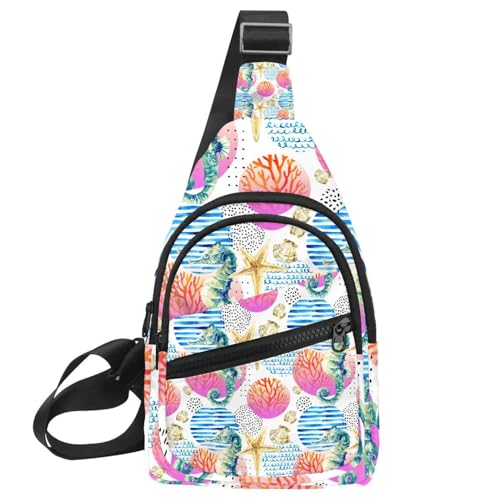 Mochila cruzada de caballito de mar, bolsa de hombro tipo mensajero para hombre y mujer