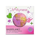 CRAZE Bodyness Bath Bomb do kąpieli - kula do kąpieli w kształcie planety, połyskująca kula do kąpieli do pielęgnacji skóry i relaksu z kwiatowym zapachem i olejkiem arganowym, 165 g