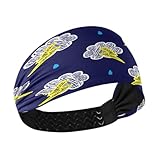 pnyoin Clouds Lightning Rain Headbands For Women,Non Slip Sweat Hair Wrap,Fashion Wide Headband for Fashion Workout Yoga Sports Elastic Head Bands Hair Accessories Band