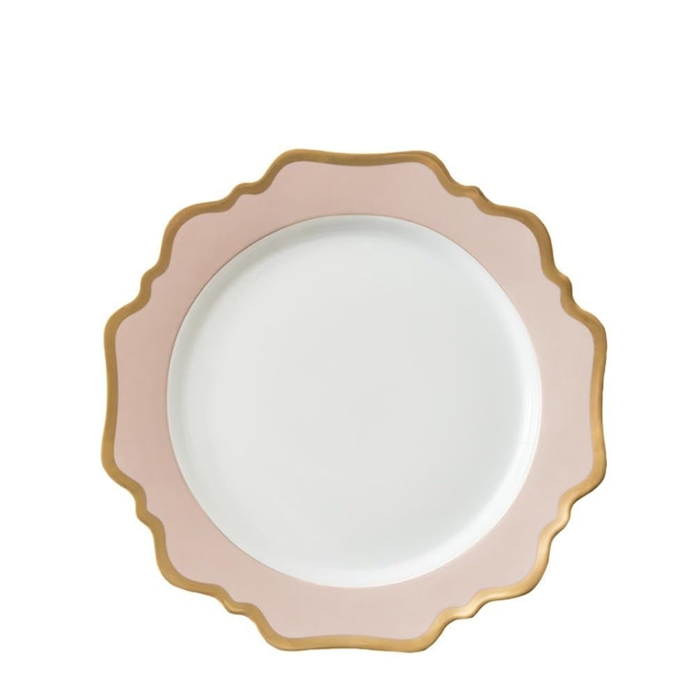 Talerze obiadowe różowy słonecznik ceramiczna zastawa stołowa zachodnie wesele matowe złote talerze z oprawkami zestaw 4 talerzy sałatkowych