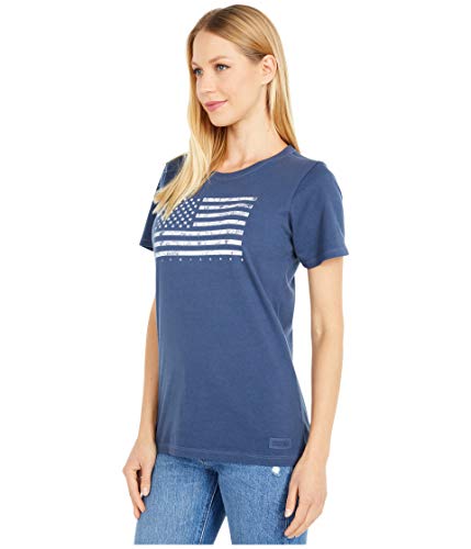 Life Is Good Women's Standard Crusher Graphic T-Shirt Classic American Flag Usa, Darkest Blue, X Large #TOP4