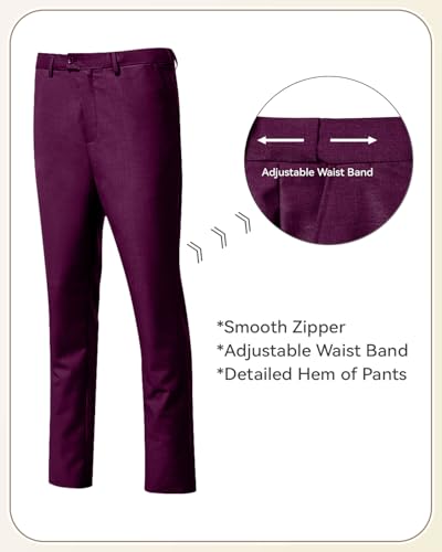 Image of Men's 3 Piece Slim Fit Suit Set, Two Button Blazer Solid Jacket Vest Pants Wedding Business Suit