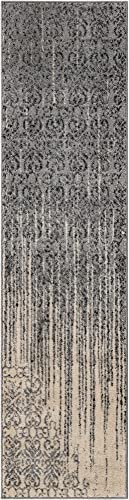 Image of Unique Loom Del Mar Collection Area Rug - Jennifer (2' x 8' Runner, Gray / Black)