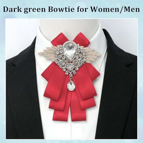 Image of Luckyvestir Womens Mens Bow Tie Ribbon Black Rhinestone Bow Ties Men Large Crystal Bowknot Bowtie for Wedding Party Banquet