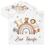 40 Stück Servietten Taufe, Taufe Deko Junge Mädchen Geschenk, Taufdeko Regenbogen, Taufgeschenk