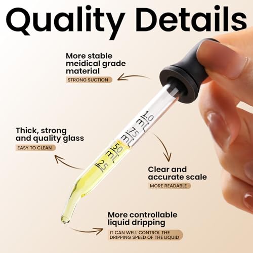 Teenitor 10pcs Eye Dropper 8pcs Glass Pipettes Dropper and 2pcs Cleaning Tool, Droppers for Oils Bent and Straight Tips, 1ml Dropper for Essential Oils, Ear, Eye, Craft, Measuring3