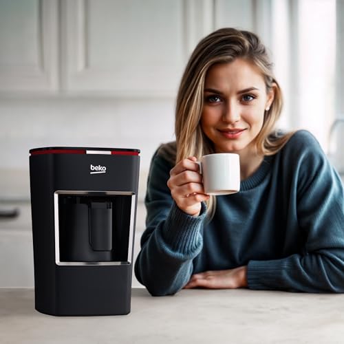 Image of Beko Turkish Coffee Maker, 2 Cups Capacity, 100% BPA Free Turkish Coffee Machine, 120V CookSense Technology, Perfect Taste in 3 Minutes, Turkish Coffee Pot Electric, Black