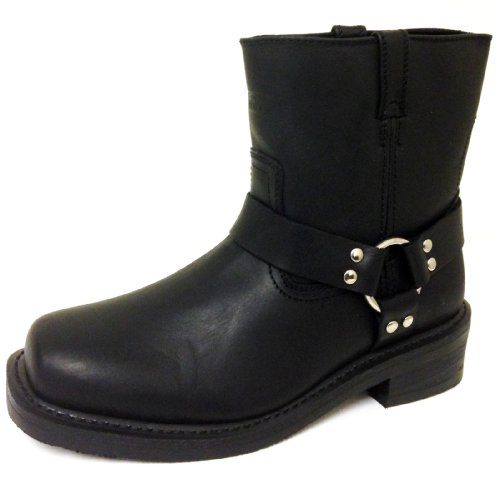 G4FD Men's Motorcycle Boots Harness Genuine Leather Short Engineer Biker Riding