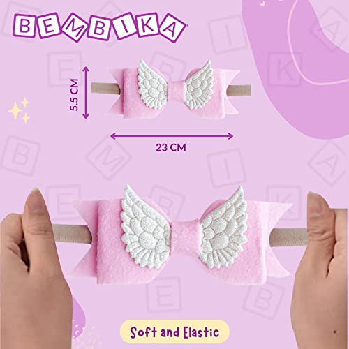 Image of Bembika Pink Floral Headbands Hair Bows Elastic Bands for Baby Girl's (Set of 3)