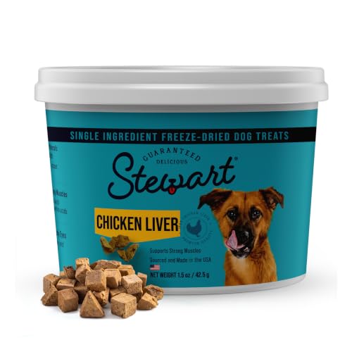 Stewart Freeze Dried Dog Treats, 100% Chicken Liver, 1.5 oz Tub