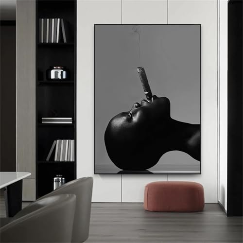 Peinture pour décoration murale chambre femme africaine fumée sexy