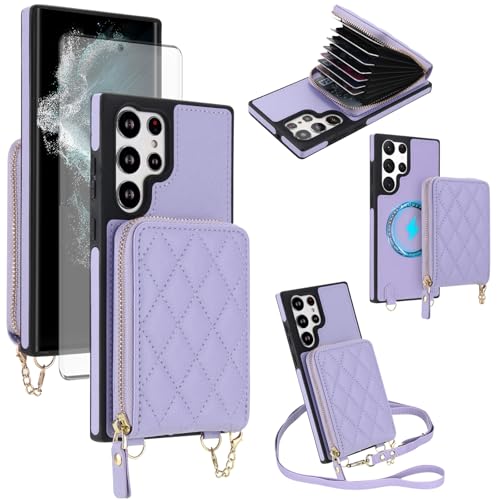 Coque Samsung S22 Ultra 5G porte-cartes zippé protection écran et blocage RFID 6.8