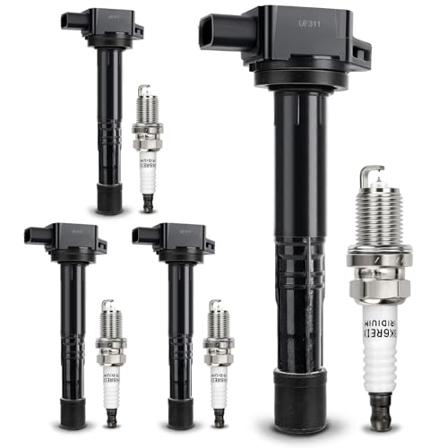 Image of UF311 Ignition Coil & 9807B-561BW Double Iridium Spark Plug For Honda Civic | For Honda 02-11 Civic,02-09 CR-V,03-07 Accord,03-11 Element,04-05 S2000 /02-06 Acura RSX,06-11 Acura CSX OE#C1382 UF583 5C1382