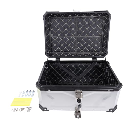 Asical Bauletto per moto, impermeabile, in alluminio, 65 l, universale, con schienali e piastra di base