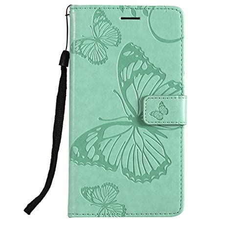 Image of TROUNCE Butterfly Embossing Shock Proof Flip Cover with Card Cash Holder Wallet Case & Magnetic Lock|Mobile Cover|Back Cover-Sea Green for Samsung Galaxy A54 5G