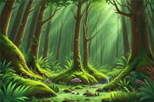 Broderie Diamant Forêt Verte 90x120cm : sublimez votre décoration murale de salon
