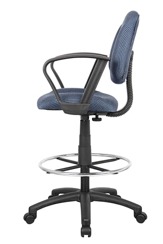 Boss Office Products Ergonomic Works Drafting Chair with Loop Arms in Blue, Mid-Back - Thumbnail 6