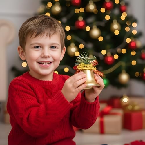 Image of Crackles Merry Christmas Bells (Set of 6) Golden Jingle Bells | Christmas Tree Decoration Items | Xmas Gifts Ornaments Props Decorations for party Decoration