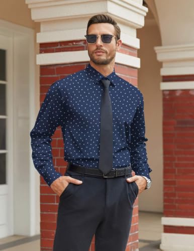 Image of COOFANDY Mens Stretch Dress Shirts Long Sleeve Button Down Shirt Regular Fit Formal Business Shirts