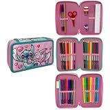 CARTOON Astuccio 3 Zip Stitch e Angel Corredo Completo con Pastelli e Pennarelli Giotto