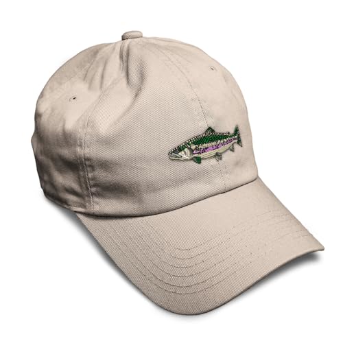 Soft Baseball Cap with Fish and Rainbow Trout Embroidery