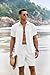 COOFANDY Men's Vacation Outfit Summer Short Sets for Men Beach Outfit, White, Medium