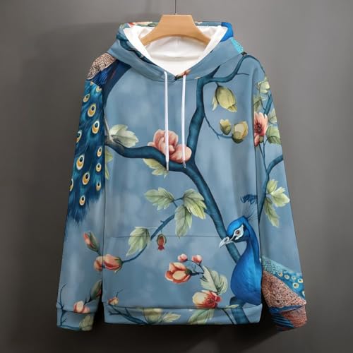 Sweat à Capuche Fleur de Paon Hoodie Chaud contre le Froid Actif - 5