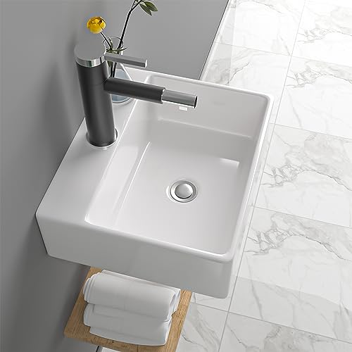 Lavabo rectangular de cerámica suspendido para ganar espacio en el baño 3