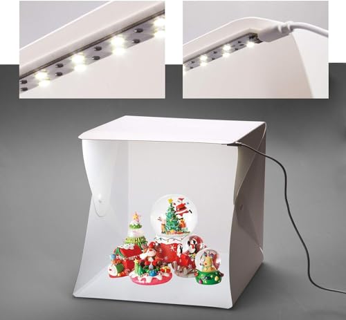 Action Pro Portable Mini Photo Studio for Product Photography 23x23cm Light Boxes LED Studio Lighting Box Shooting Tent Foldable with White Backdrop, Black Screen 3 41QMCcHR1FL