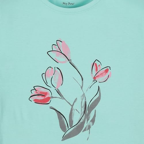 My Bow Girls Cotton Short Sleeve T-Shirt, Green, Orange red, Turquoise (US, Age, 4 Years, 14 Years, Cotton)3