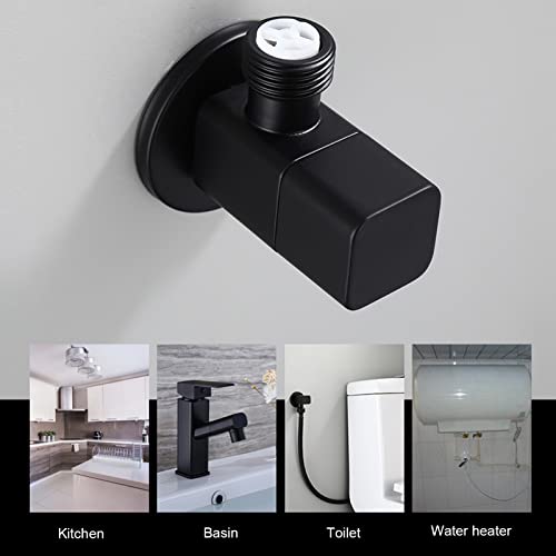 Square Angle Stop Valve, G1/2" Brass Matte Black Shut Off Valve Mixer Water Stop Valve for Bathroom Toilet Washbasin - Image 3