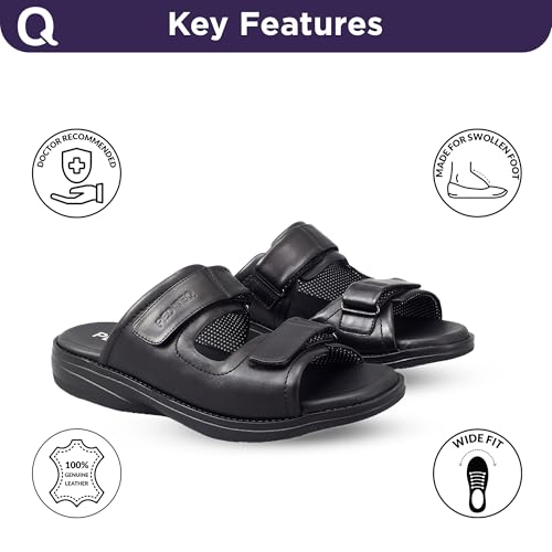 Image of DC2 Auckland Diabetic Sandals for Men | Neuropathy Footwear | High Adjustability | Wide Fit | Seamless Lining | Genuine Leather Sandals