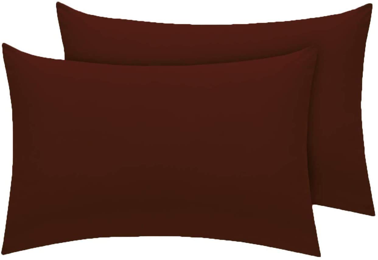 HOMES-LINEN Pillowcase Pack of 2 Housewife Luxury Percale Pillowcase 50x75cm 100% Polycotton Plain Dyed Pillow Cases (Housewife Pillow Case, Chocolate)