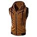 Tank Tops for Men's Sleeveless Hooded Sweatshirt Fashion Zipper Holiday Casual Sport T-Shirt Hoodies Blouse Tops Coffee