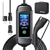 joy all 電気自動車充電器 110V-240V SAE J1772 EV 充電ケーブル ４つ電流モード切替可能 8A/10A/13A/15A 電気自動車充電ケーブル長7.6メートル 100V/200V変換アダプターと5-15P変換アダプター付き