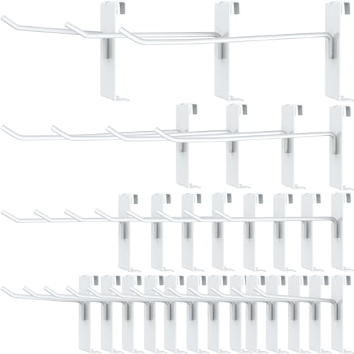 24 ganchos de rejilla de 4/6/8 pulgadas, ganchos de metal para colgar en la pared de rejilla, ganchos negros de grado comercial, accesorios de rejilla para garaje, tienda, exhibición al por menor (24,