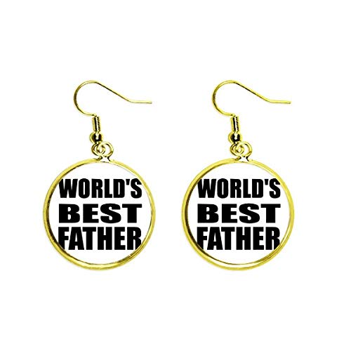 Pendientes de oro para mujer con frase World 's Best Padre festival