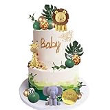 Safari Animal Cake Toppers Jungle Wild Cake Decorations with Lion Giraffe Elephant Zebra for Wild Animals Themed Birthday Cake Decorations (Style 4)