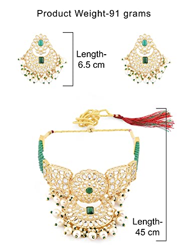 Women's Crystal Bridal Kundan Choker Necklace Earring & Ring Set