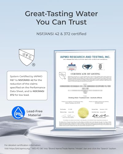 Waterdrop WD-FC-06 Wasserfilter Wasserhahn aus Rostfreiem Stahl, Kohleblock Wasserfiltersystem, Leitungswasserfilter, Entfernt Chlor, Schwermetalle und Schlechten Geschmack (1 Filter Enthalten)