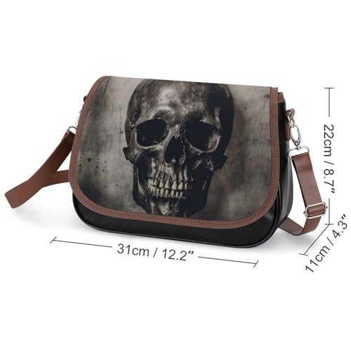 Halloween Scary Grunge Skull(1) Crossbody Bag Anti-Theft Side Shoulder Bags Adjustable Leather Messenger Bag Unisex2