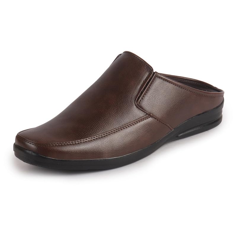 Image of FAUSTO Men Formal Back Open Memory Cushioned Insole Slip On Shoes | Office, Meetings, Event Slip Ons with Comfort All Day Long | Semi Formal Outfit Shoe, Anti Skid Rubber Sole