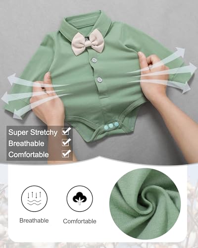 Image of YALLET Baby Boy Clothes Suit 0-24 Months Infant Gentleman Outfits Formal Dress Shirt+Bowtie+Vest+Pants Set Baby Wedding Suits