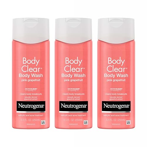 Neutrogena Body Clear Acne Body Wash Pink Grapefruit - Salicylic Acid Formula for Breakout Treatment, Exfoliating Cleanser for Clear Skin, 8.5 fl. oz. Bottle, 3-Pack