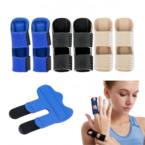 qixiang 6pcs Finger Splints For ArthritisThumb Splint for Straighten Broken Bent Fingers Arthritis Pain Relieve Adjustable & BreathableBlue+Skin color+Black