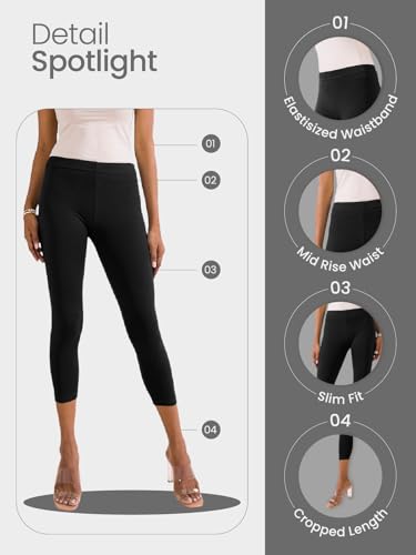 Image of GO COLORS Soft Cotton Stretch Cropped Leggings for Women | Breathable, Mid Rise