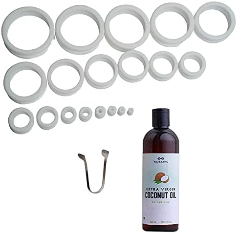 Vajraang Phimosis Stretching Rings (20 Rings set) with Cold Pressed Coconut Oil (100ml), Applicator tool, and 'How to use' booklet